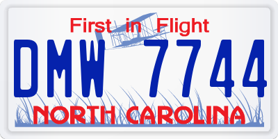 NC license plate DMW7744