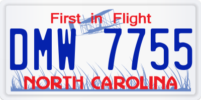 NC license plate DMW7755