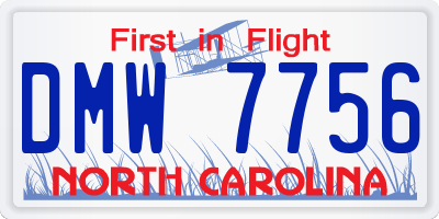 NC license plate DMW7756