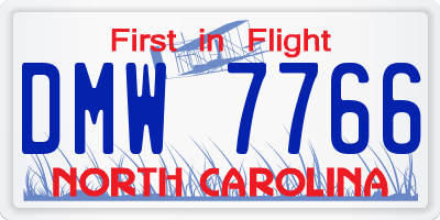 NC license plate DMW7766