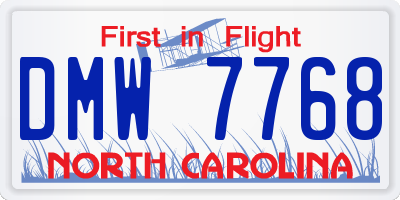 NC license plate DMW7768