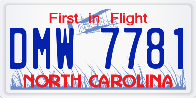 NC license plate DMW7781