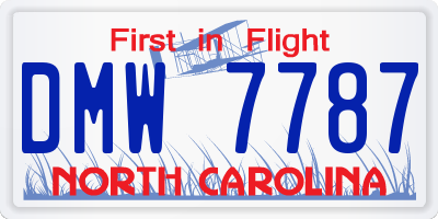 NC license plate DMW7787