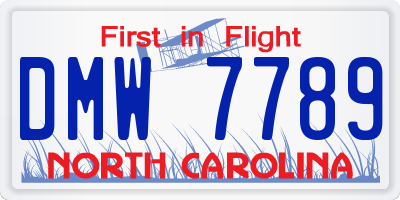 NC license plate DMW7789