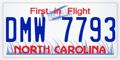 NC license plate DMW7793