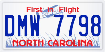 NC license plate DMW7798