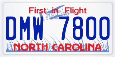NC license plate DMW7800
