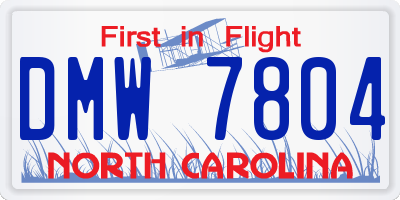 NC license plate DMW7804