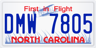 NC license plate DMW7805