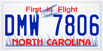 NC license plate DMW7806