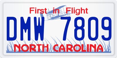 NC license plate DMW7809