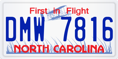 NC license plate DMW7816