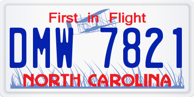 NC license plate DMW7821