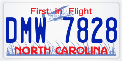 NC license plate DMW7828