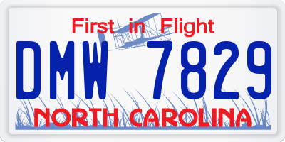 NC license plate DMW7829