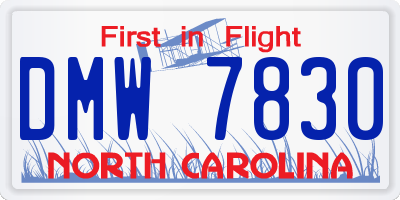 NC license plate DMW7830