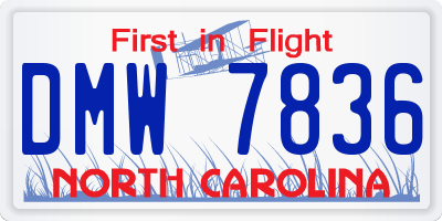 NC license plate DMW7836