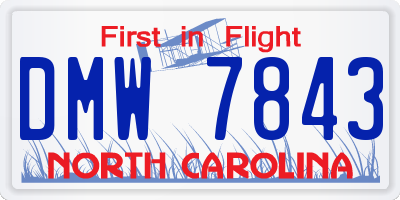 NC license plate DMW7843