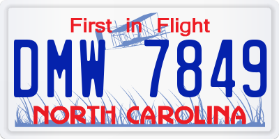 NC license plate DMW7849