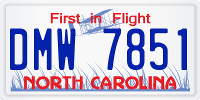 NC license plate DMW7851