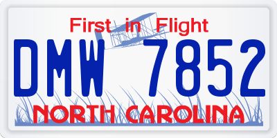 NC license plate DMW7852