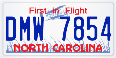 NC license plate DMW7854