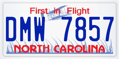 NC license plate DMW7857