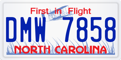 NC license plate DMW7858