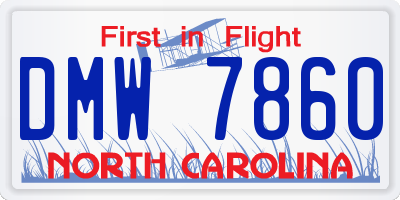 NC license plate DMW7860