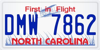 NC license plate DMW7862