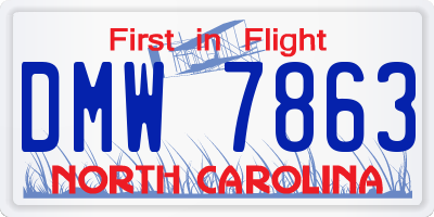 NC license plate DMW7863