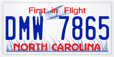 NC license plate DMW7865