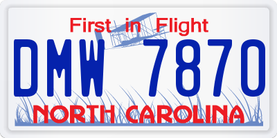 NC license plate DMW7870