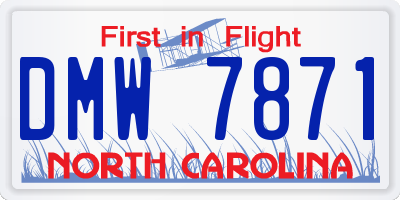 NC license plate DMW7871