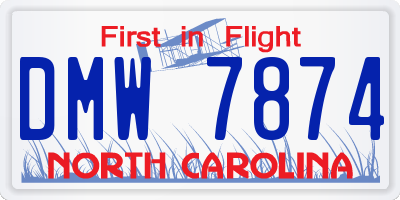 NC license plate DMW7874