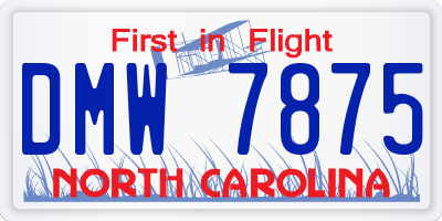 NC license plate DMW7875