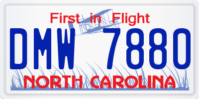 NC license plate DMW7880