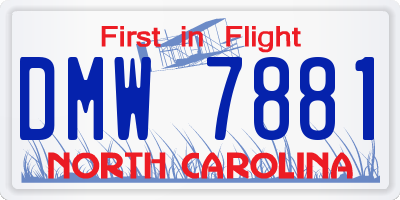 NC license plate DMW7881