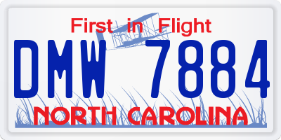 NC license plate DMW7884