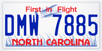 NC license plate DMW7885