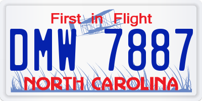 NC license plate DMW7887