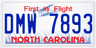 NC license plate DMW7893