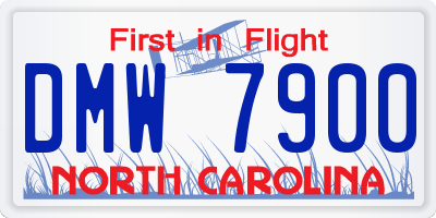 NC license plate DMW7900