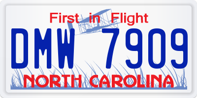 NC license plate DMW7909