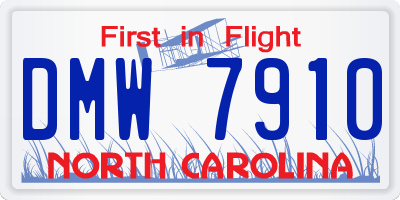 NC license plate DMW7910