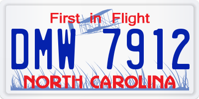 NC license plate DMW7912