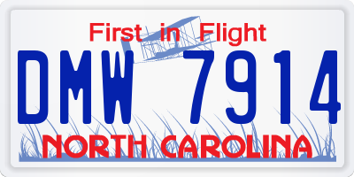 NC license plate DMW7914