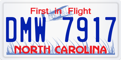 NC license plate DMW7917