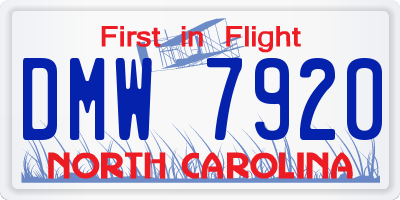 NC license plate DMW7920