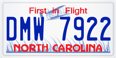 NC license plate DMW7922